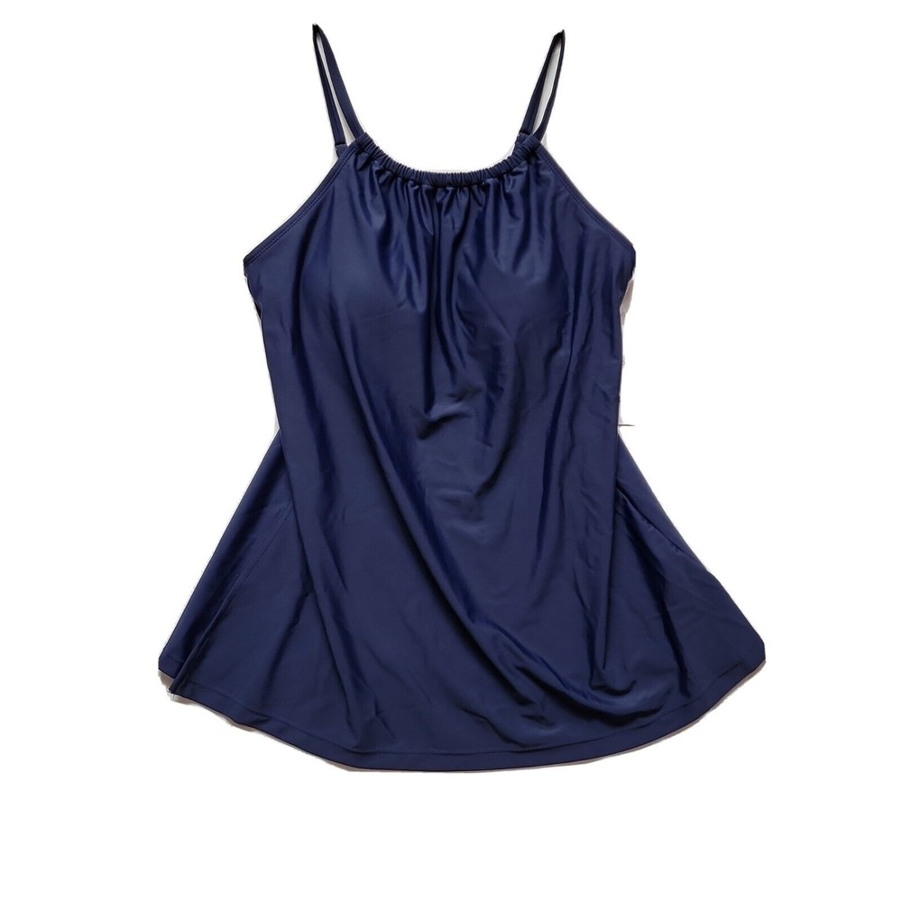 Holdpose Swimsuit Womens Small High Neck Tankini & Bottom Midnight Blue NWT